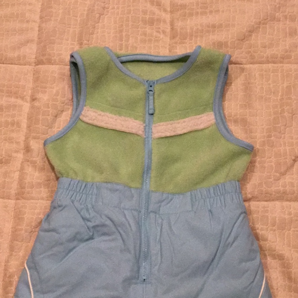 Columbia Green and Light Blue Insulated Kids Snow Bibs - Picture 2 of 5